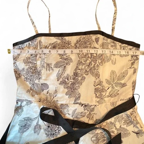 Dressbarn Womens Toile Floral Midi Dress White Black Cotton Fit Flare Size 8 - Picture 5 of 8